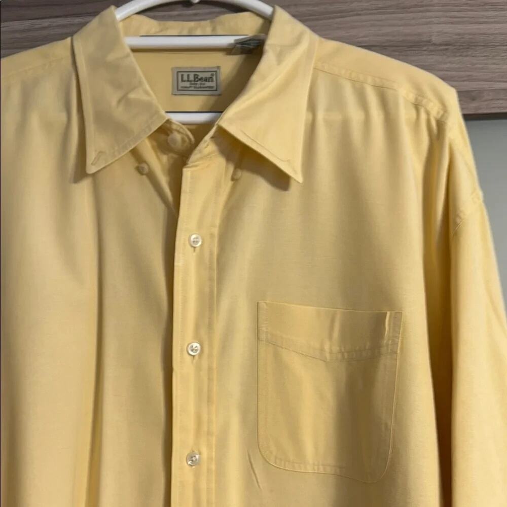 Vintage L.L. Bean Mens 2XLT Button Down Shirt Yellow Long Sleeve Big & Tall - Picture 2 of 9